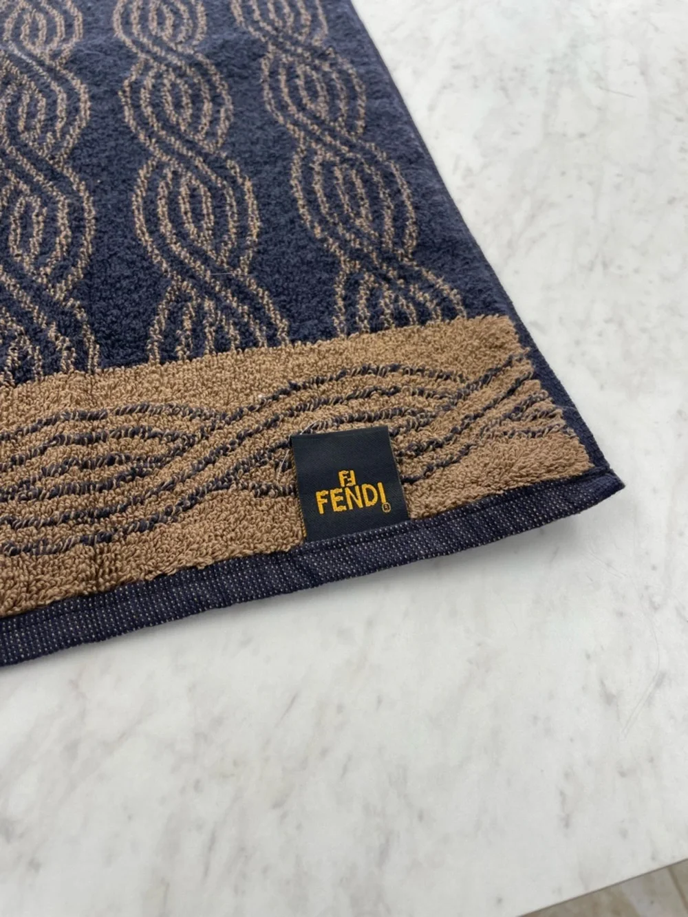 4 Vintage Fendi Black and Tan Bath Towels 27” X 50”